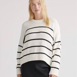 Madewell Coastal Grandma Navy Striped Fishermans Sweater